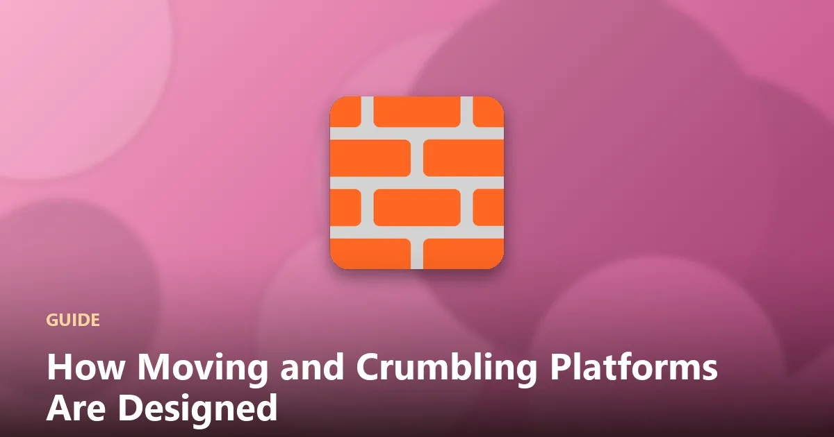 Illustration of moving, crumbling and bounce platforms